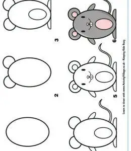 动物简笔画用椭圆形画一只可爱的小老鼠!