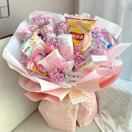 网红入冬四件套零食成品花束礼盒浙江省鲜花速递同城宁波温州杭州