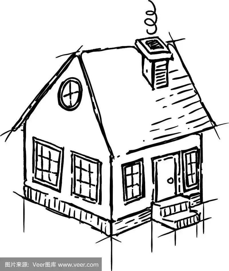 黑白草图的小房子