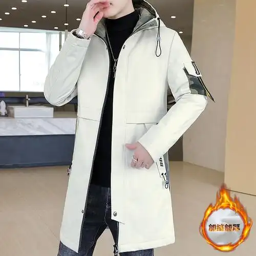 潮流休闲痞帅气上衣棉风衣中长款外套男士夹克加绒加厚韩版秋冬季