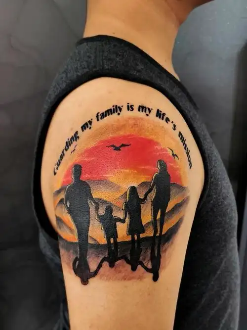 一家四口_纹身图案手稿图片_牛晋北的纹身作品集