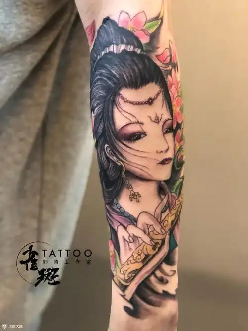 艺妓小臂_纹身图案手稿图片_王佳静的纹身作品集