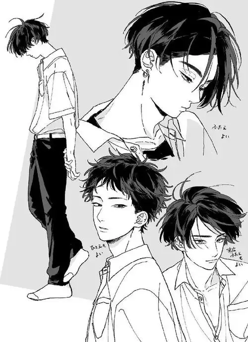 【素材】别再画同一个发型啦~帅气男生发型画法参考!