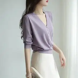 中袖时尚气质女装夏上衣图片