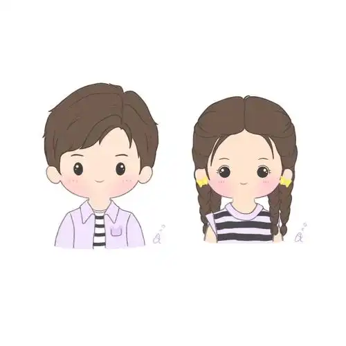q版情侣头像可爱休闲男女生小头像