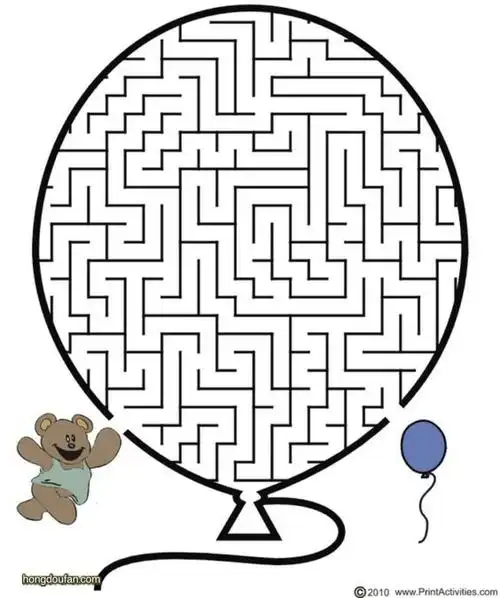气球形状的在线迷宫游戏图片a4可打印-红豆饭小学生简笔画大全
