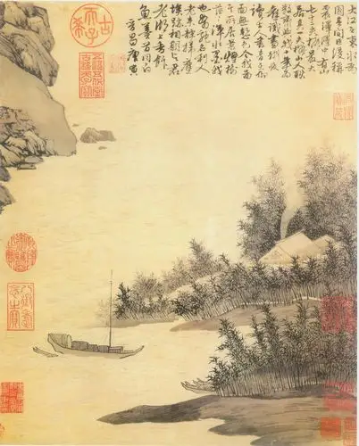 明 唐寅 震泽烟树图——历代绘画