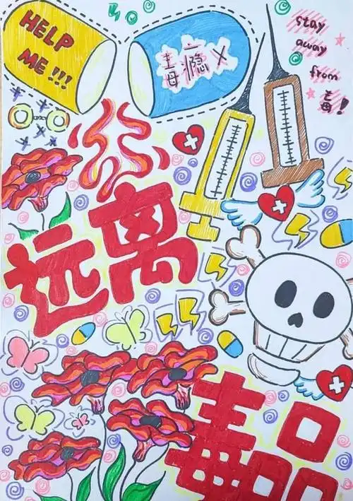 国际禁毒日,北京交大附中分校禁毒海报赏析