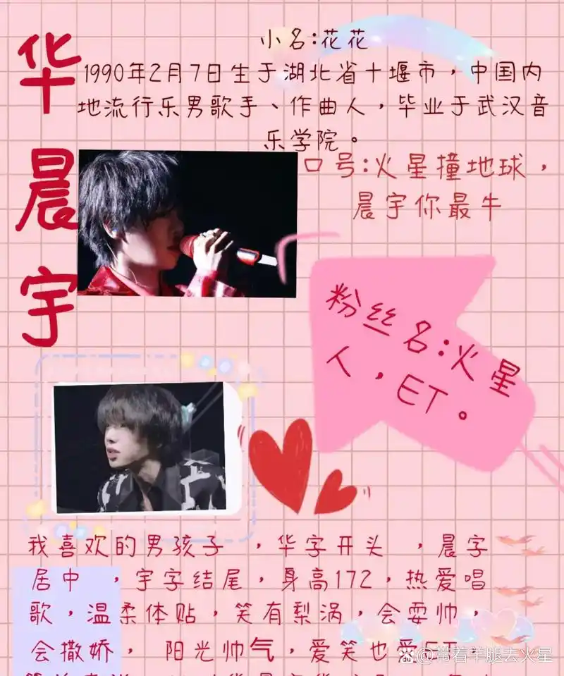 华晨宇   星光手帐 我爱的男孩,以华字开头,以宇字结尾