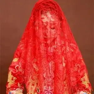 结婚红盖头包邮图片