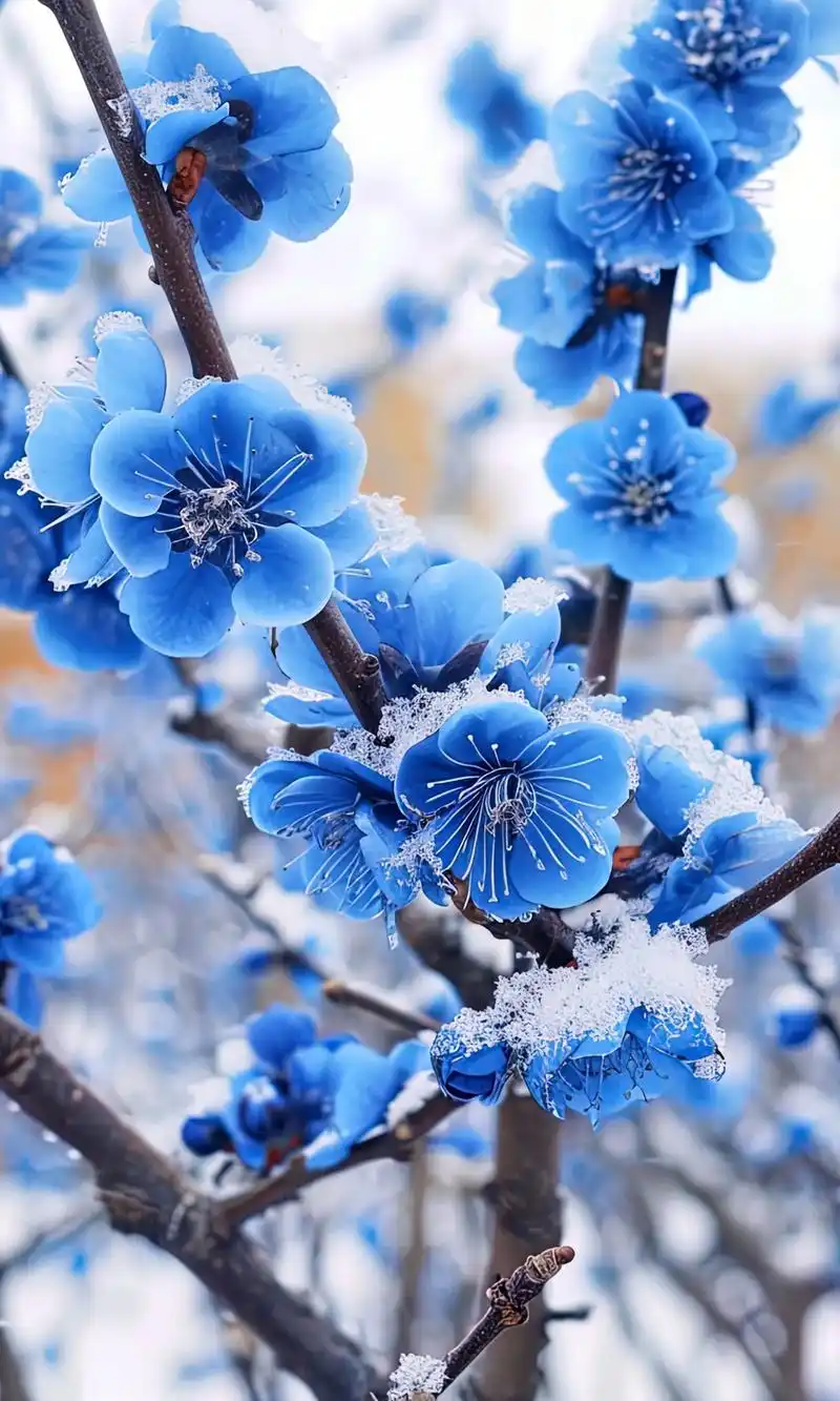 雪压枝头稠, 芳情隐于秋. 千般皆已逝, 唯有梅白头. #这 - 抖音