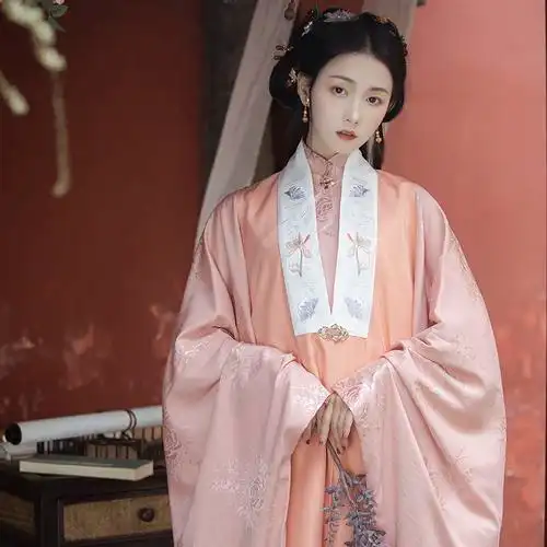 如故原创白菜汉服明制立领斜襟长袄提花暗纹女cosplay女装