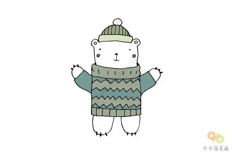 穿冬装的小熊简笔画