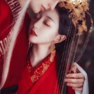 红衣情侣头像一对高清红衣婚嫁的情侣头像图片