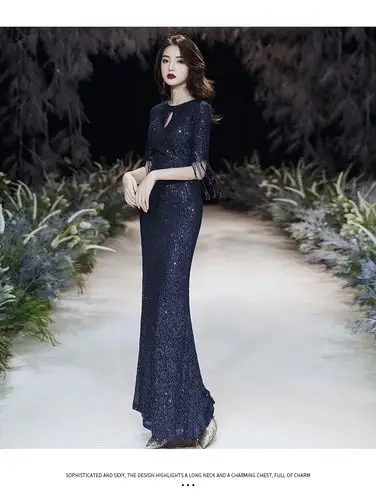 2019新款宴会晚礼服裙高贵气质鱼尾裙长款优雅名媛晚会礼服连衣裙