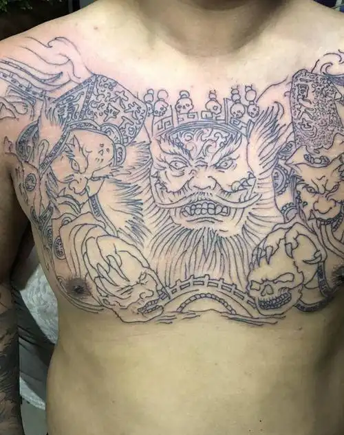 阎王纹身图片_胸部纹身图案