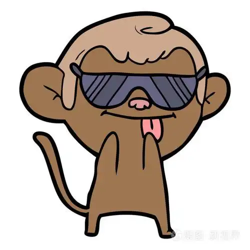 滑稽的卡通猴戴墨镜