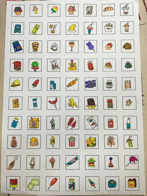 格子画童年小零食可可爱爱的临摹