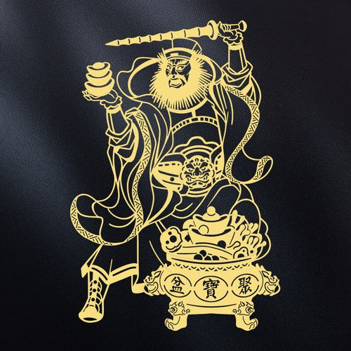 澳颜莱道家手机贴 道家正财神赵公明手机贴纸后壳背面金属贴发财符