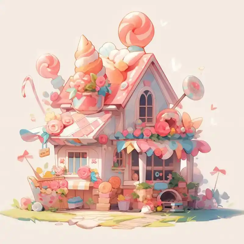 9697甜蜜的糖果屋|温柔的马卡龙配色.#家的样子 #ai绘 - 抖音