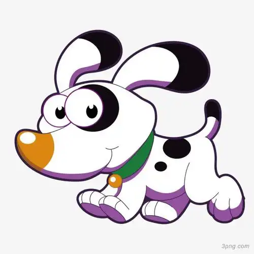 白色质感卡通小狗奔跑png素材透明免抠图片-动植人物-三元素3png.com