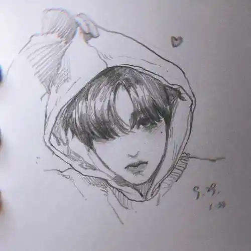 插画|黑白线稿/橡皮章素材/蔡徐坤q版蔡徐坤卡通头像简笔画手绘1000帧