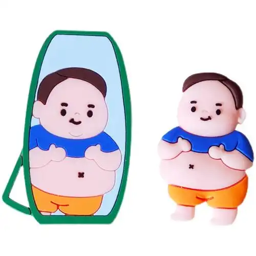 烘焙蛋糕装饰搞怪胖胖大肚腩照镜子胖子男士生日节日装扮用品