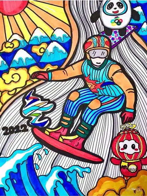 "冬奥会主题画|一墩难求的冰墩墩来了!_小天_类型_奥运会