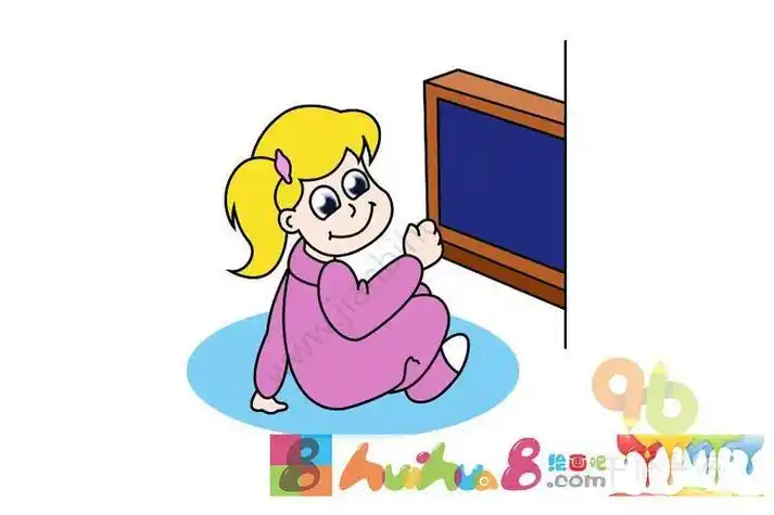 简笔画儿童看电视