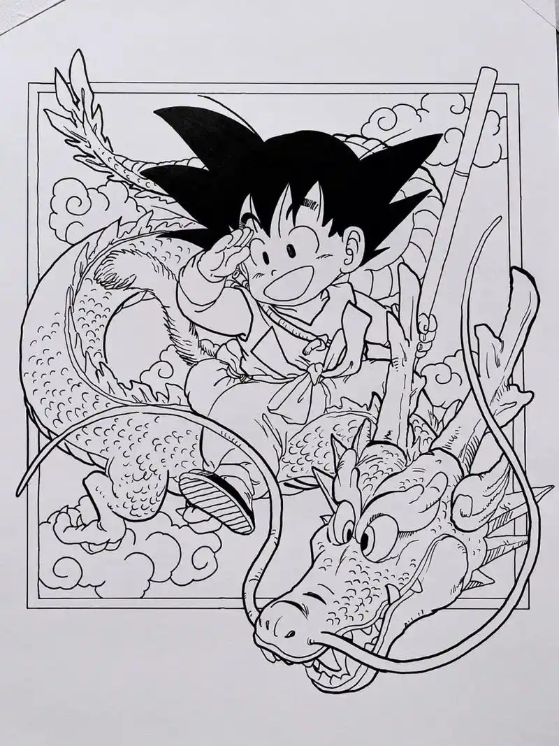 手绘七龙珠线稿|悟空|黑白漫画风 这也是你们的青春吗?