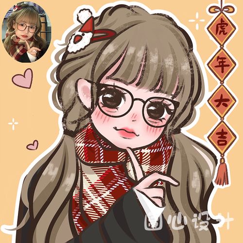手绘q版头像定制真人照片转卡通动漫女生原创设计新年画原创约稿