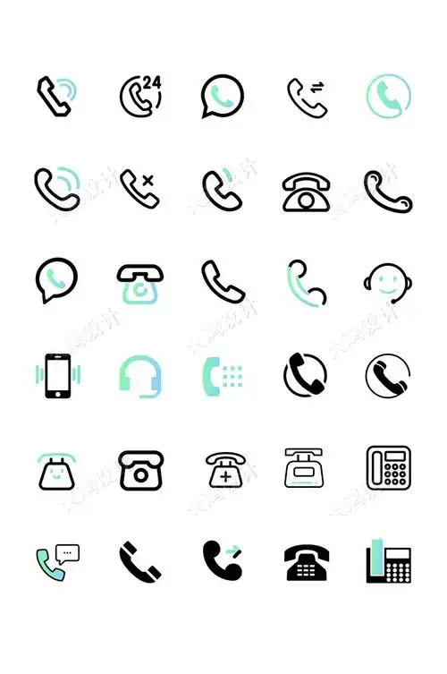 简约线性电话手机ui图标素材