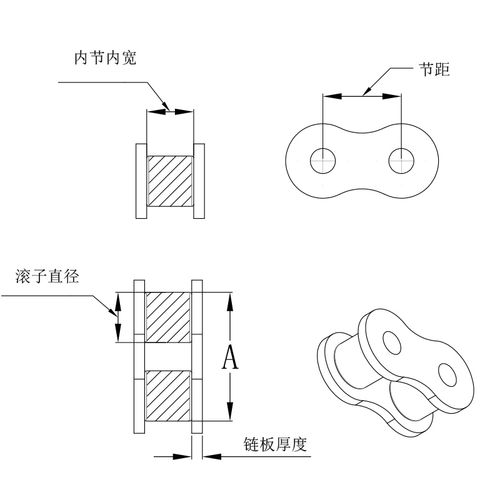 滚子链传动节距单排双排碳钢06b08a08b10a12a16a标准工业链条传动链
