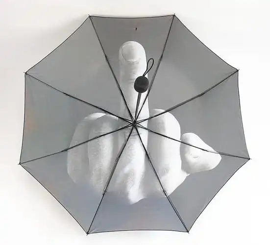 f**k you rain竖中指伞折叠手指鄙视伞创意个性时尚晴雨伞