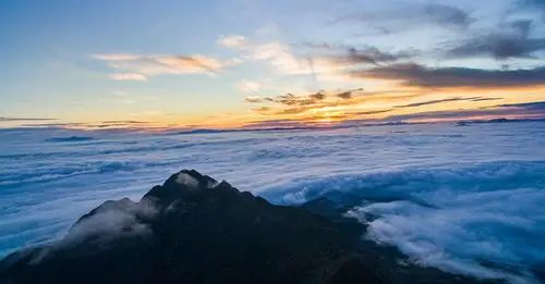 山顶,山峰,日出,全景