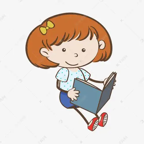 手绘卡通坐着看书的女孩矢量素材