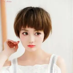 假发女短发圆脸网红自然全头套式bobo头狗啃修脸款蓬松逼真波波头