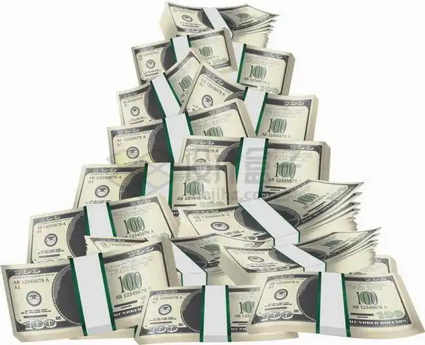 一沓一沓的美元钞票纸币堆成小山png图片素材