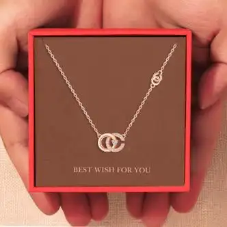 周大福新款s999足银项链女士双c锁骨链轻奢小众设日情人节送女 双c