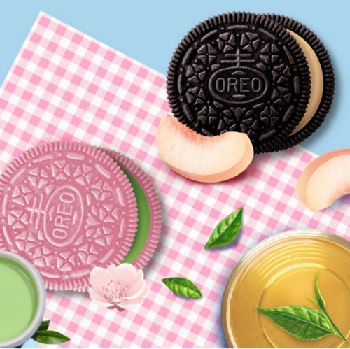 奥利奥饼干季节限定白桃乌龙蜜桃樱花抹茶味的奥粉红色春季新口味