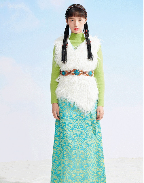 博拉藏服女藏族服装西藏裙绿色藏式写真旅拍照民族风改良藏袍 绿色藏