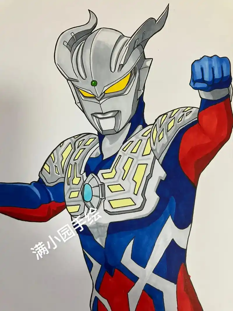 马克笔手绘塞罗奥特曼过程.第一步,下载图3我那张线稿到相册  - 抖音