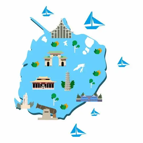 卡通风格福建厦门旅游地图202001png图片素材