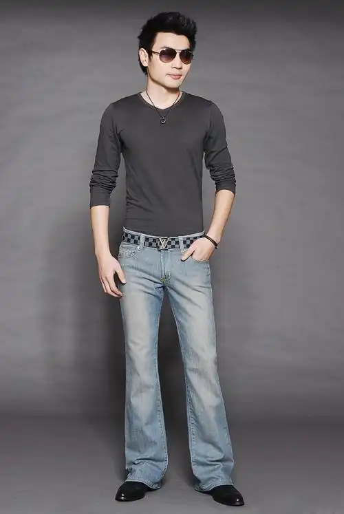 2021男装春秋季新款男式牛仔微喇叭裤 韩版潮弹力牛仔喇叭裤子 男