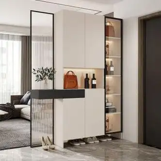 缦宛木玄关隔断柜轻奢入户现代简约酒柜客厅进门屏风鞋柜一体装 款式