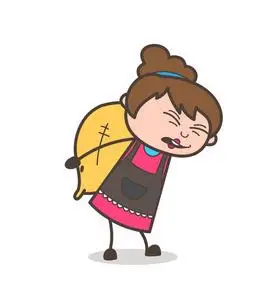 背着沉重的重量-美容师女孩艺术家卡通矢量照片