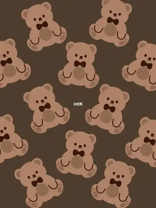 样的壁纸给心情不一样的您🌈原创插画设计独一无二🌈满屏棕色小熊