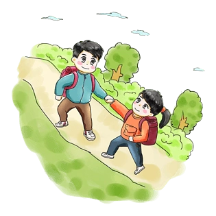 步行日亲子旅游卡通手绘q版可爱风5