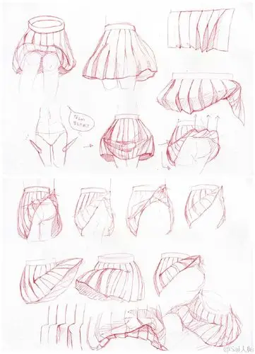 绘画学习# jk百褶裙的绘画参考,练习褶皱也是不错的哦!