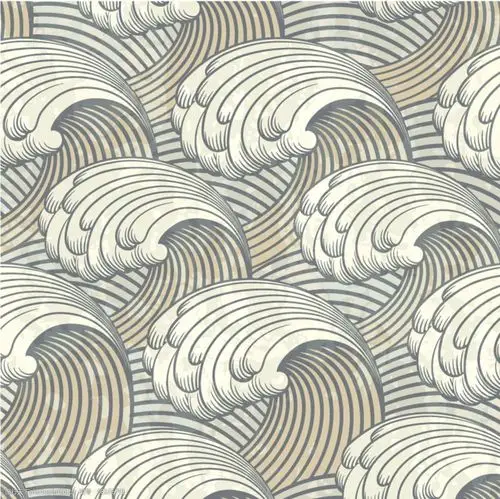 复古海浪花纹矢量素材图片